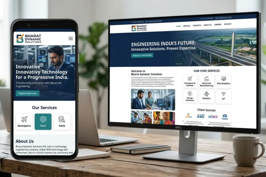 Responsive website interface design showing mobile-first UI UX design services for Indian businesses