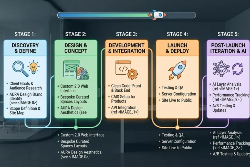 Custom website development process from planning to launch for businesses