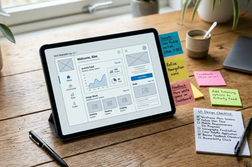 UI UX wireframe design process for professional website development