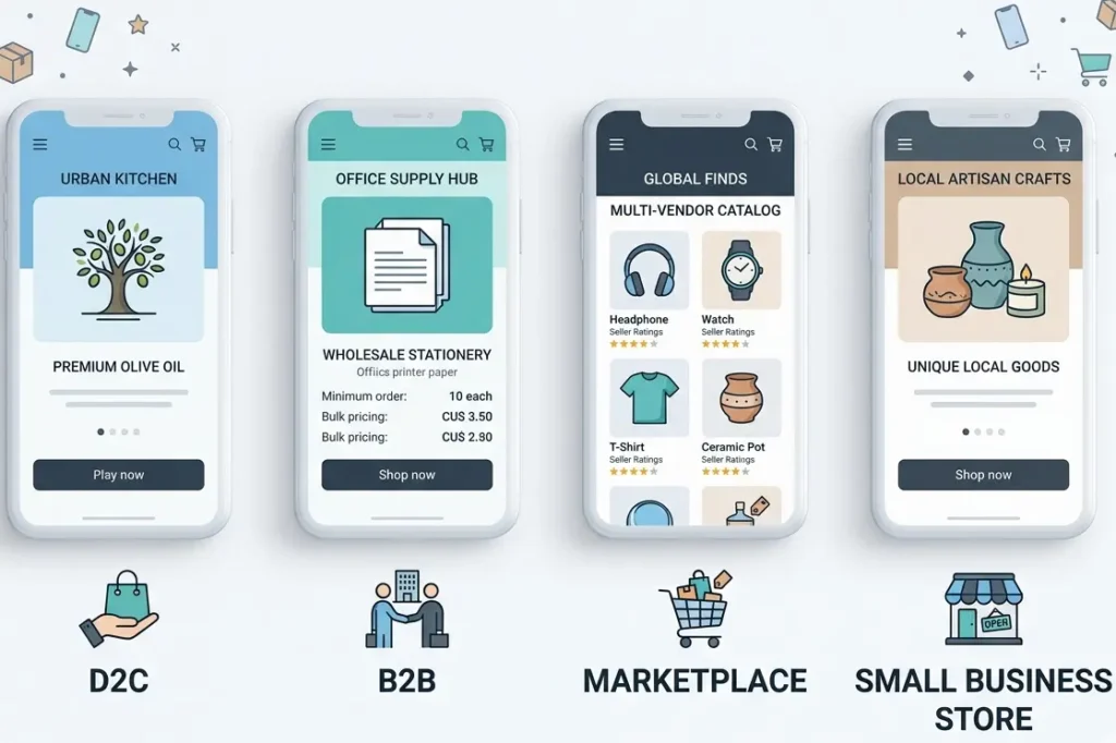 Types of ecommerce websites for custom ecommerce website development services India