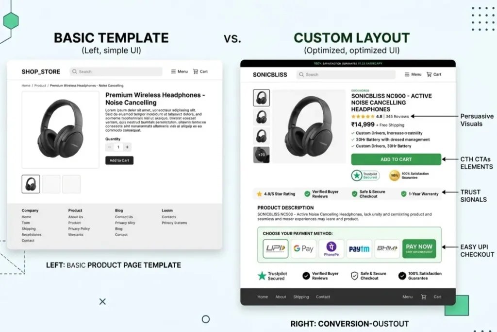 mid scale D2C ecommerce store India before after conversion optimised product page 2026