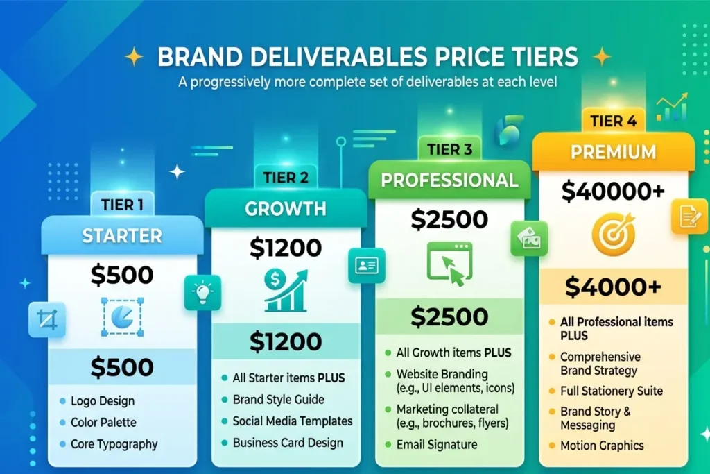 logo design price india 2026 what you get at each price point brand deliverables breakdown D2C startup