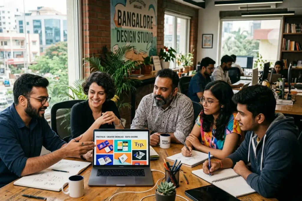 UI UX portfolio review session at a design agency in India showing hiring manager feedback process