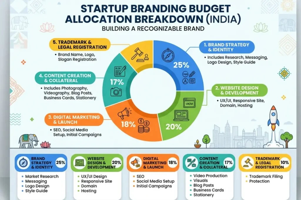Startup branding budget split India, brand building strategies for early stage founders
