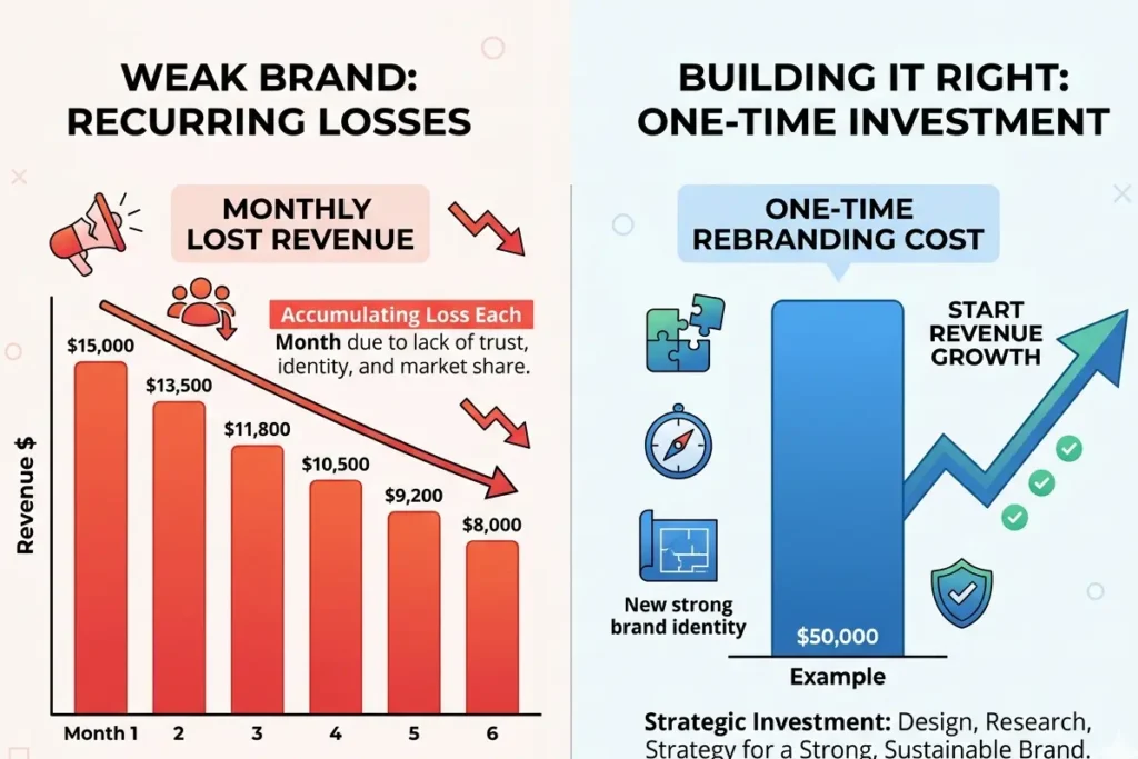 logo design cost india ROI weak brand lost conversions vs professional branding investment 2026