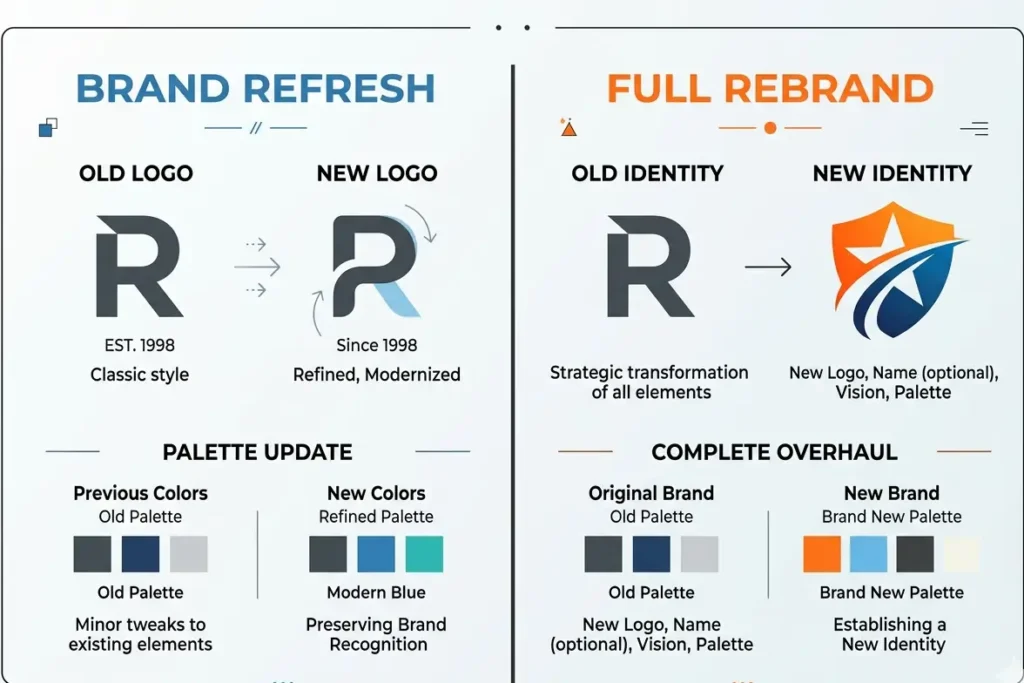 brand refresh strategy compared to full rebranding strategy for Indian businesses 2026