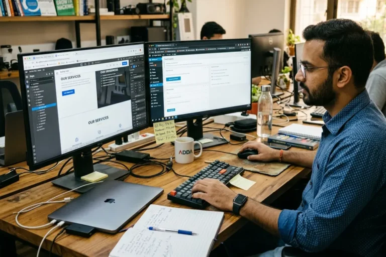 Indian business founder comparing Webflow vs WordPress to find the best CMS for business website India in 2026