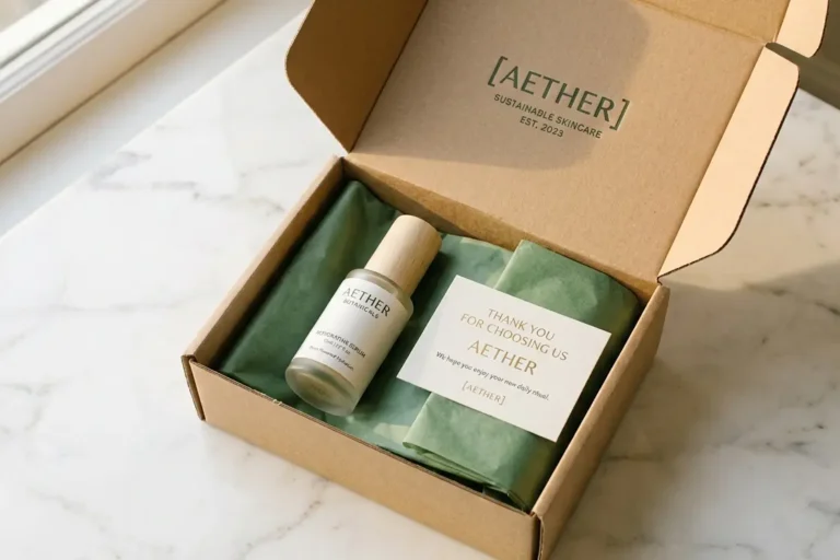 premium packaging design for d2c brands showing unboxing experience with branded inserts and product