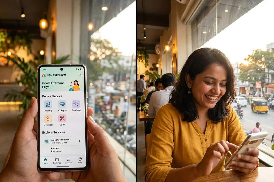 UI UX design hero image showing a user interacting with a beautifully designed mobile app in 2026